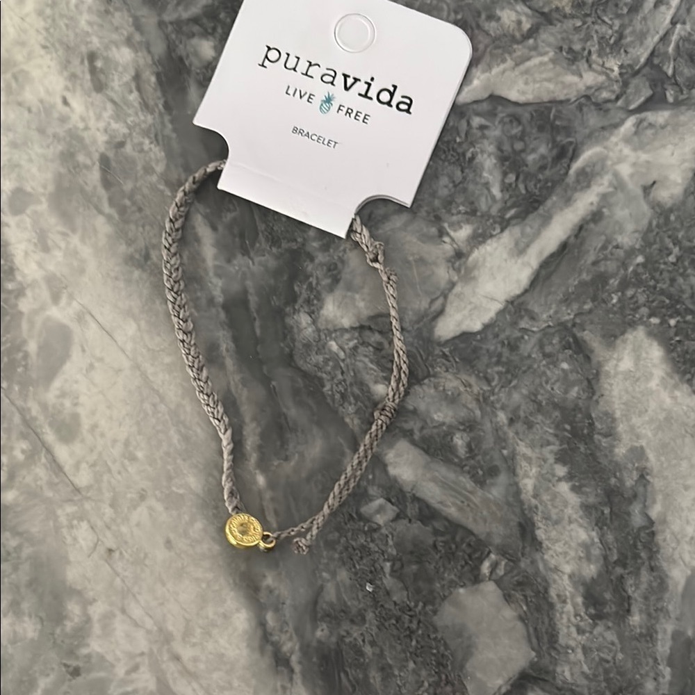 Pura Vida Braided Bracelet in Gray and Gold